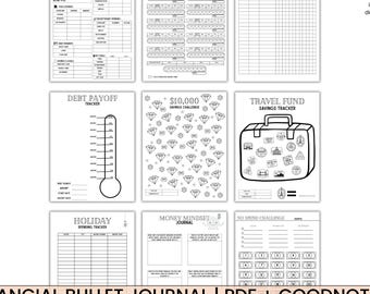 Digitales Bullet Journal | Goodnotes Budgetplaner | Druckvorlage „Finance Tracker“ + digitale Aufkleber
