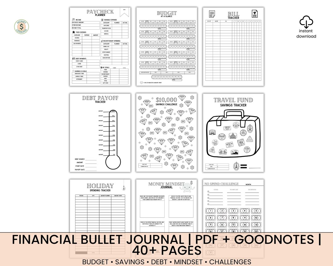 Digital Financial Bullet Journal | Goodnotes Budget Planner | Printable ...