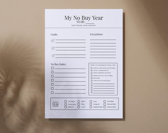 No Kaufen Jahr Vorlage | Keine Spend Tracker Printable | 2026 Planer | Arbeitsblatt zur finanzieller Rückstellung | Minimalistisches Budget PDF