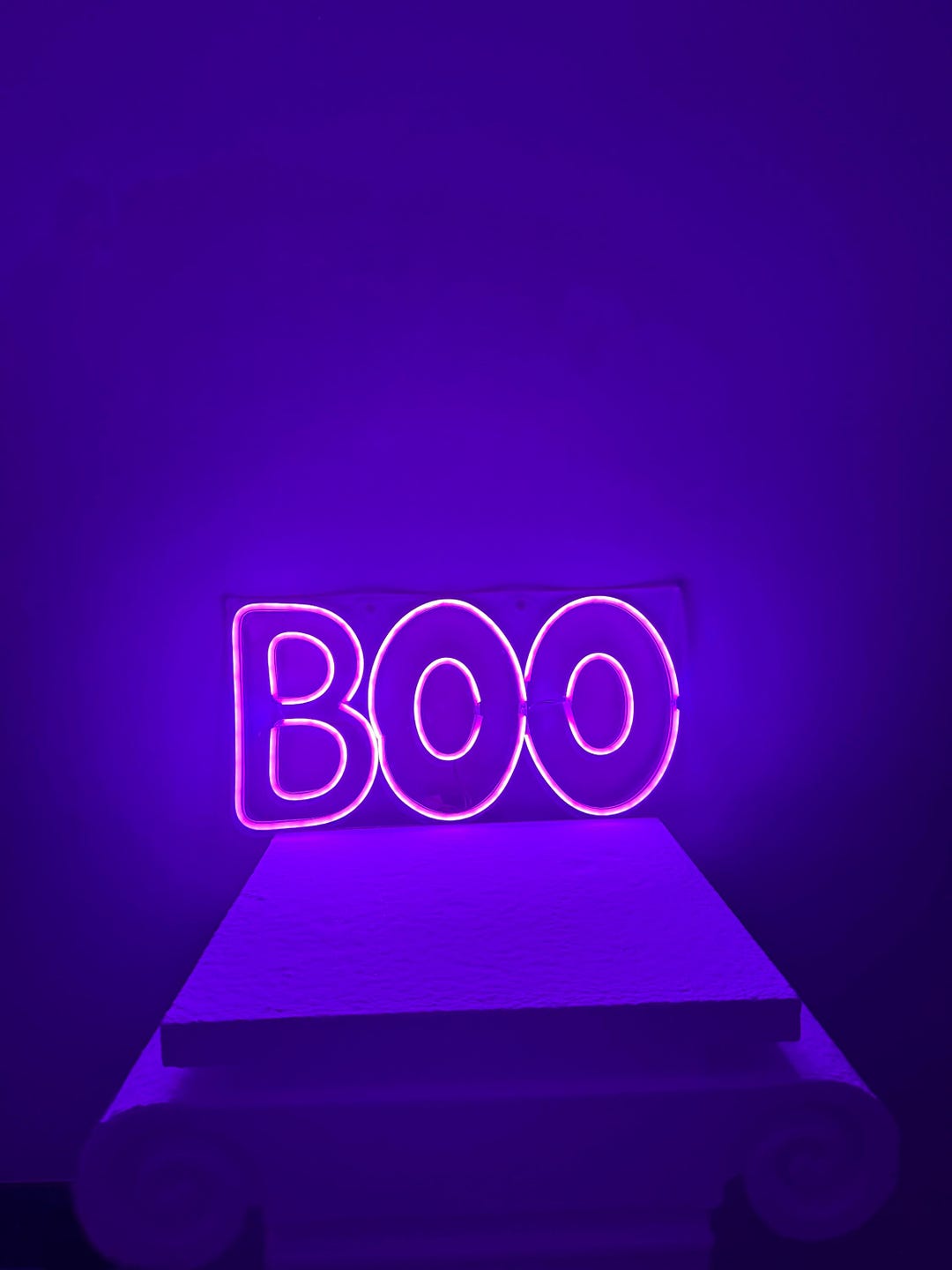 Boo Neon Sign – Halloween LED Wall Light – Purple and Orange Neon Decor ...