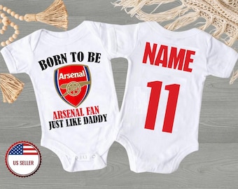 Body Born To Arsenal, Camiseta de Torcedor do Arsenal para Bebê, Presente de Natal, Presente de Ano Novo, Presente de Aniversário, Presente para Ele, Presente para Ela