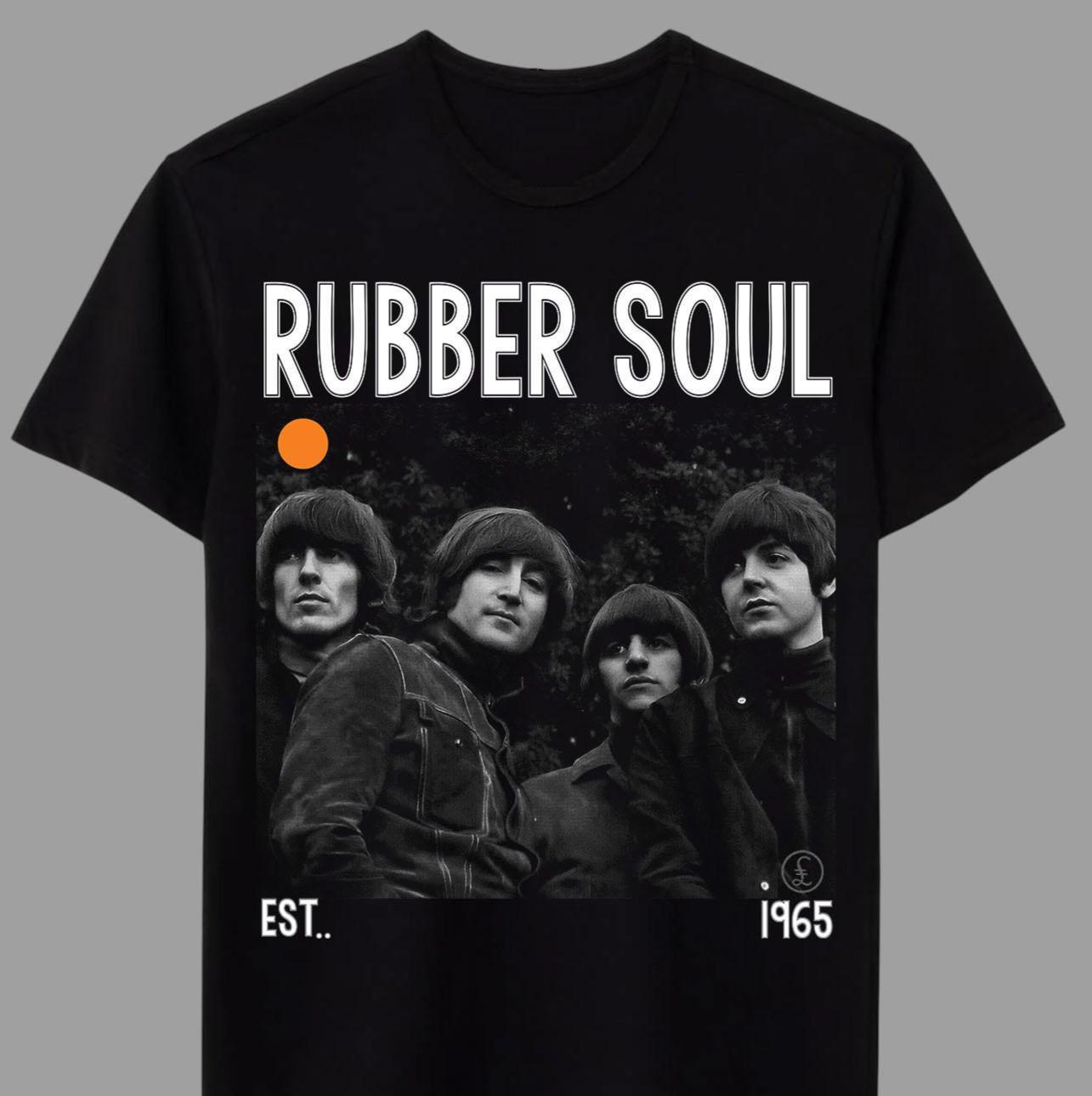 T-shirt Beatles Rubber Soul - Motif Big Letters Noir - Officiel - Occasion Très Bon état