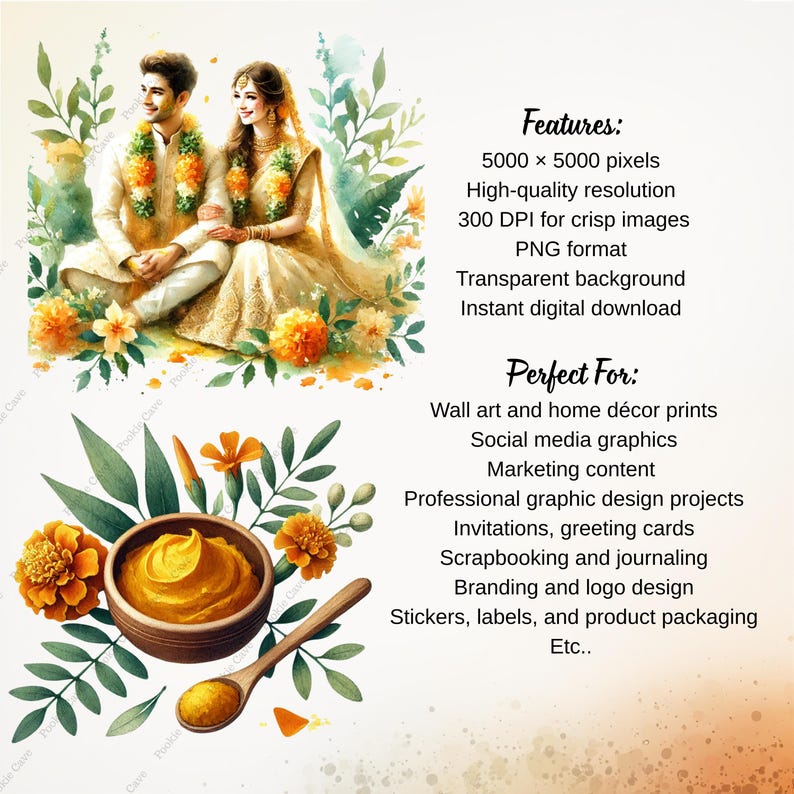 Watercolor Haldi Ceremony Clipart Bundle | Indian Wedding Graphics ...