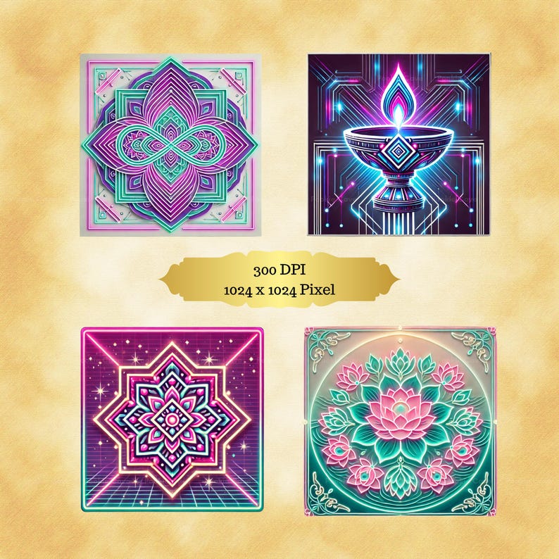 Led Rangoli Neon Diwali Wall Art Bundle: LED Mandala, Rangoli, Diya Clipart ...