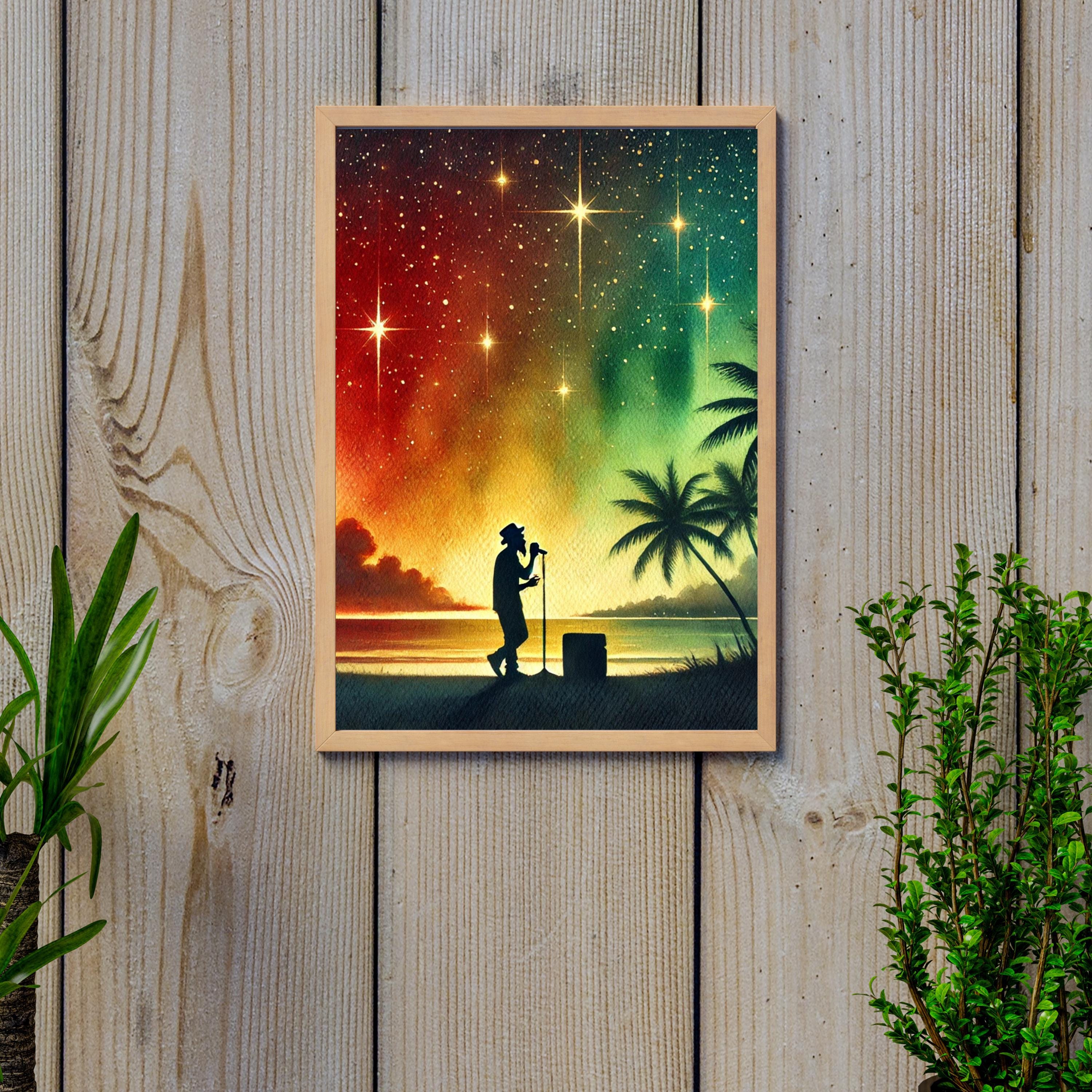 レゲエ レジェンド アートプリント: トロピカル ウォーターカラー