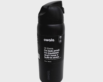 Owala FreeSip Very Very Dark Black Stainless Steel Water Bottle 32oz