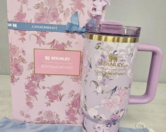 Stanley 40 Oz. Quencher H2.0 FlowState Tumbler BLOOM Clean Slate Purple Color Flower Texture