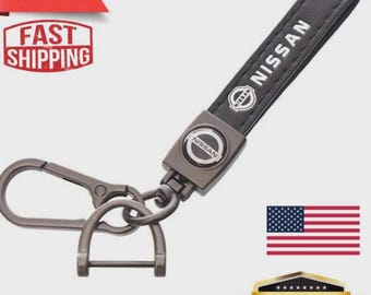 Nissan Black Leather Keychain – Medallion luxury Key Ring