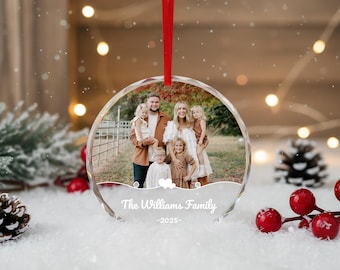 Personalized Family Photo Glass Christmas Ornament, Custom Picture Holiday Decoration Glass Ornament, Gift For Family, Holiday Keepsake 2025
