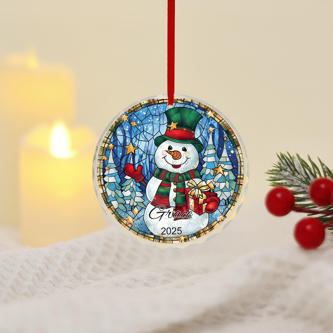 Personalized Stained Glass Christmas 2025 Ornament,custom Name Holiday ...