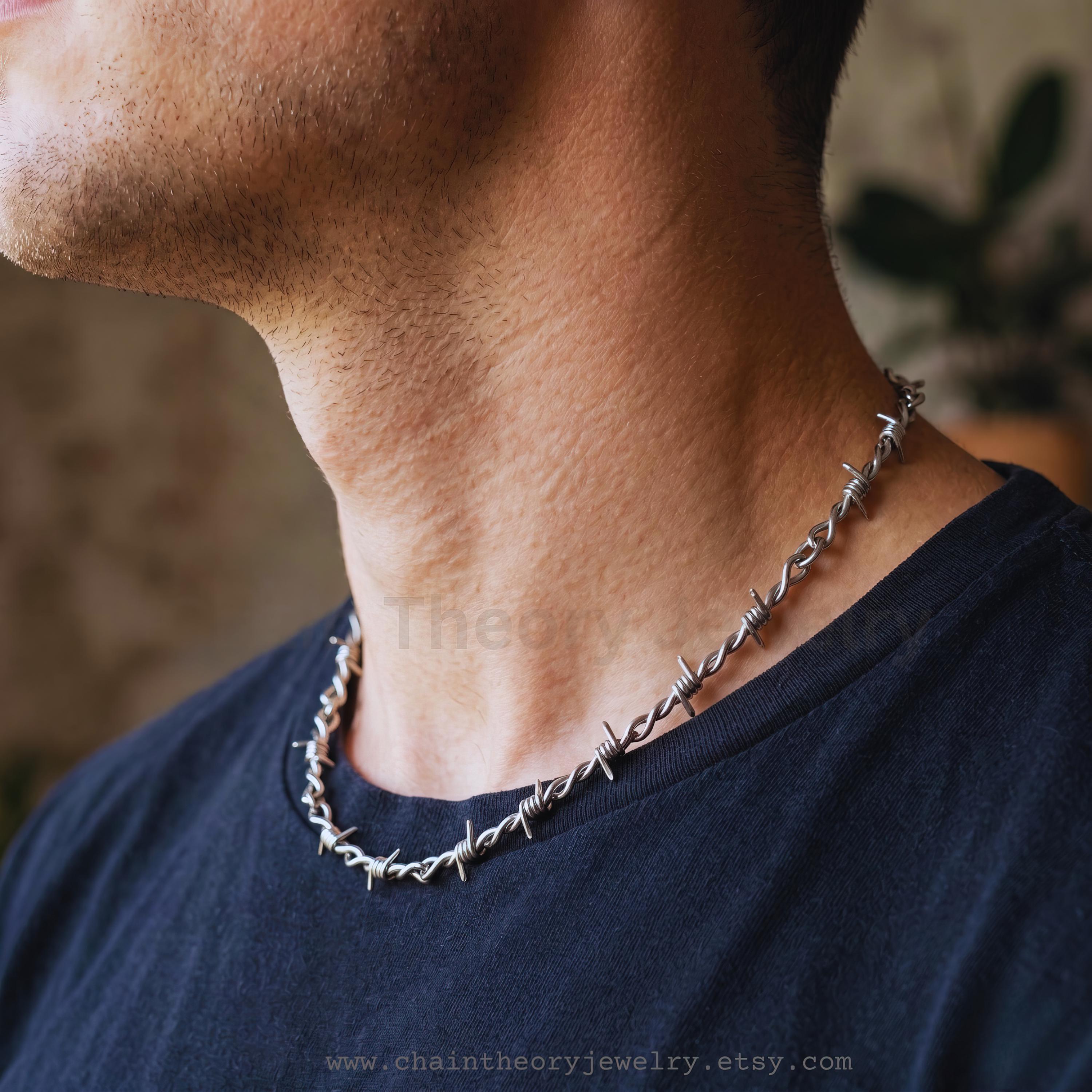 Sterling Silver Barbed Wire Necklace - Etsy