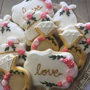 Wedding Cookies - RUSTIC Wedding Cookies - Bridal Shower Favors - Wedding Cookie Favors - Bridal Shower Cookies -  Engagement Cookies