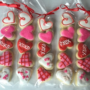 Valentine's Day Sugar Cookie Gift 1 BAG/ party favor / heart cookies / Valentines party / mini cookies / Valentines gift / valentines coo image 1