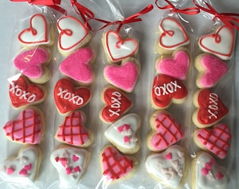 Valentine's Day Sugar Cookie Gift (1 BAG)/ party favor / heart cookies / Valentines party / mini cookies / Valentines gift / valentines coo