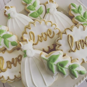 Wedding Cookies - GREENERY Wedding Cookies - Bridal Shower Favors - Wedding Cookie Favors - Bridal Shower Cookies -  Engagement Cookies