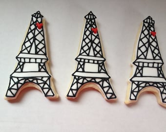 Eiffel Tower Sugar Cookies, paris cookies, paris themed party, paris party favors, Parisian bridal shower, parisian baby shower, paris gift