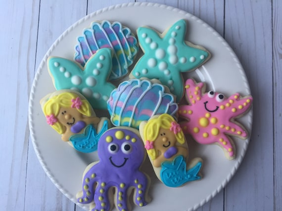 Mermaid Under The Sea Decorated Sugar Cookies Mermaid Party Etsy