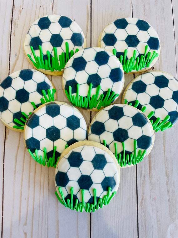 Soccer Ball Sugar Cookies Soccer Cookies Socccer Gifts Etsy