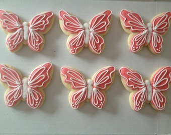 Butterfly Sugar Cookies - butterfly birthday - butterfly favors - butterfly baby shower - butterfly baptism - butterfly bridal - butterfly