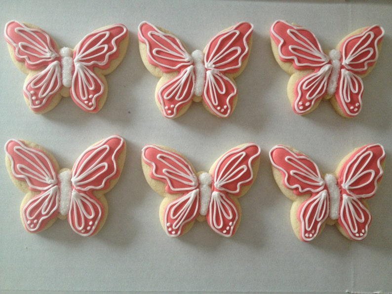 Butterfly Sugar Cookies butterfly birthday butterfly favors butterfly baby shower butterfly baptism butterfly bridal butterfly image 1