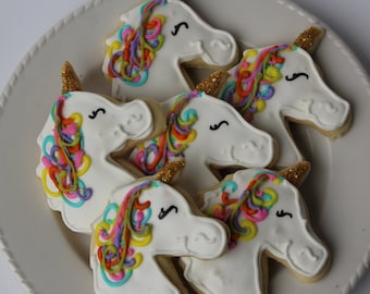 Unicorn Sugar Cookies - unicorn birthday - unicorn favors - unicorn party- unicorn baby shower - first birthday girl - girl birthday