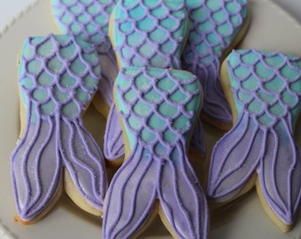 Mermaid Cookies - mermaid party -  mermaid birthday - under the sea baby shower - mermaid favors - sugar cookies - mermail tail - cookies