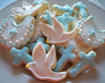 Baptism cookies - Christening - First Communion - MINI Cookies - baptism favors - baby dedication - christening favors - decorated cookies