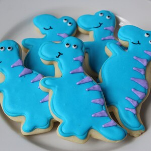 Dinosaur Cookies, sugar cookies, dinosaur party, decorated cookies, dinosaur birthday, dinosaur favors image 4