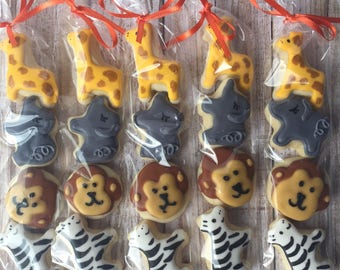 Mini Zoo Animal Birthday Sugar Cookies (1 bag) - Safari Birthday Party - Safari Baby Shower Favor - Zoo Baby Shower - Decorated Sugar Cookie