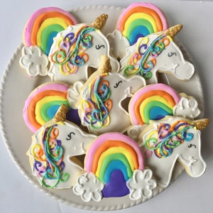 Unicorn and Rainbow Sugar Cookies - unicorn birthday - unicorn favors - unicorn party- rainbow cookies - first birthday girl - girl birthday