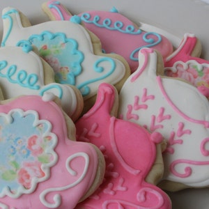 Tea Party Sugar Cookies, bridal shower, cookie favors, tea party favors, tea party birthday, tea party baby shower, tea party favors image 2