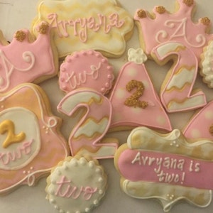 Pink and Gold Birthday Cookies, 1st birthday, pink and gold first birthday, pink and gold baby shower, first birthday, cookie favor, cookie