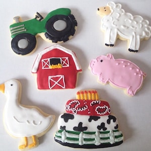 Farm Sugar Cookies, farm cookies, farm birthday, barnyard birthday, farm baby shower, decorated cookies, first birthday