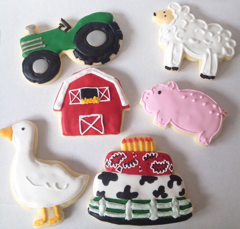 Farm Sugar Cookies, farm cookies, farm birthday, barnyard birthday, farm baby shower, decorated cookies, first birthday image 1