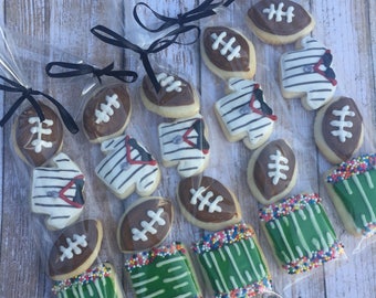 Mini Football Sugar Cookies - football birthday - sports birthday - football favors - fantasy football - sports favors - football party