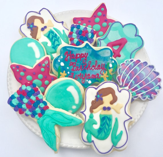 Mermaid Cookies Mermaid Party Mermaid Birthday Under Etsy