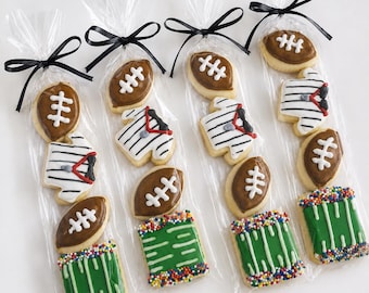 Mini Football Sugar Cookies - football birthday - sports birthday - football favors - fantasy football - sports favors - football party