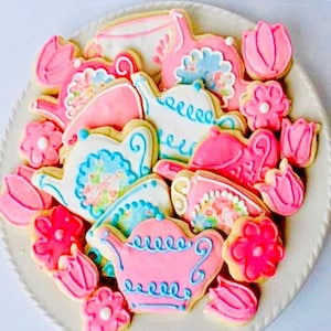 Tea Party Sugar Cookies, bridal shower, cookie favors, tea party favors, tea party birthday, tea party baby shower, tea party favors