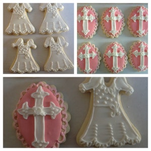 Baptism Cookies / First Communion/ Christening/ Baby Dedication/ Sugar Cookies/ Cross Cookies/ Favors