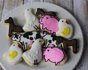 Mini Farm / barnyard Sugar Cookies - farm birthday - barnyard party - farm birthday favors - barnyard party favors - farm party