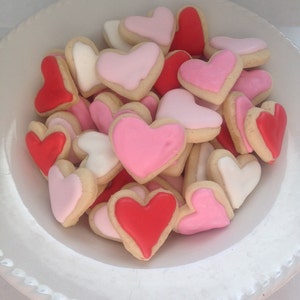 MINI heart sugar cookies, Valentines cookies, Valentines party, Valetines gift, Wedding cookies, bridal shower cookies, cookie favor, cookie