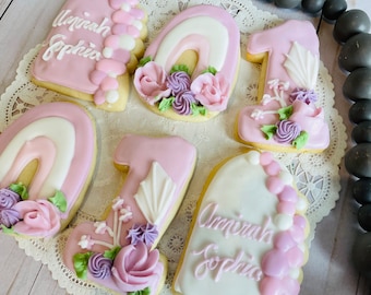 1 Dozen Boho Themed 1st Birthday Cookies