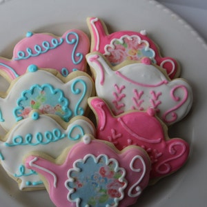Tea Party Sugar Cookies, bridal shower, cookie favors, tea party favors, tea party birthday, tea party baby shower, tea party favors image 5
