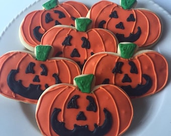 Fall/ Halloween Pumpkin Cookies, Pumpkin Cookies, Halloween Party Favors, Halloween Party, decorated cookies, Halloween Cookies