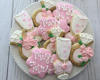 Wedding Cookies - Rustic Wedding Cookies - Bridal Shower Favors - Wedding Cookie Favors - Bridal Shower Cookies -  Engagement Cookies