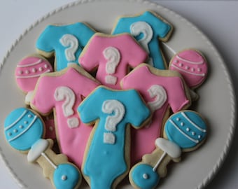 Gender Reveal Sugar Cookies - Gender Reveal Party -decorated cookie - Gender Reveal - Baby Gender - Gender Reveal Decorations