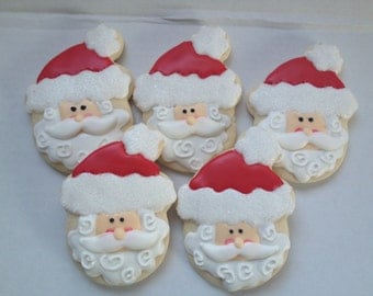 Santa Christmas Cookies, holiday cookies, santa cookie, Santa, cookie exchange, Christmas Favors, Decorated Cookies, Cookies, Christmas Gift