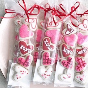 Valentine's Day Sugar Cookie Gift 1 BAG/ party favor / heart cookies / Valentines party / mini cookies / Valentines gift / valentines coo image 2