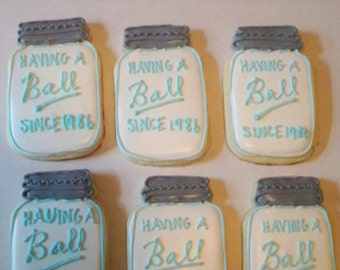 Mason Jar Sugar Cookies - vintage wedding favors - rustic wedding favors - vinatge birthday - mason jar favors - anniversary favors
