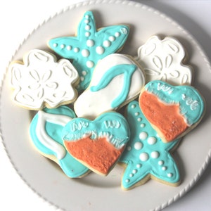 Beach Cookies - luau party -Hawaiian Party- beach party - tropical party - decorated cookies - sugar cookies - cookie favors - luau birthday